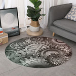 Steampunk Metal Gears Print Round Rug