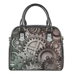 Steampunk Metal Gears Print Shoulder Handbag