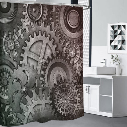 Steampunk Metal Gears Print Shower Curtain