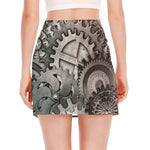 Steampunk Metal Gears Print Side Slit Mini Skirt