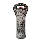 Steampunk Metal Gears Print Single Neoprene Wine Tote