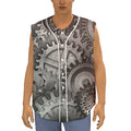Steampunk Metal Gears Print Sleeveless Baseball Jersey