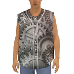 Steampunk Metal Gears Print Sleeveless Baseball Jersey