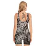Steampunk Metal Gears Print Sleeveless One Piece Swimsuit