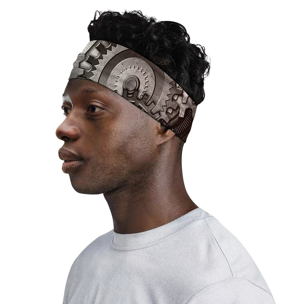 Steampunk Metal Gears Print Sports Headband