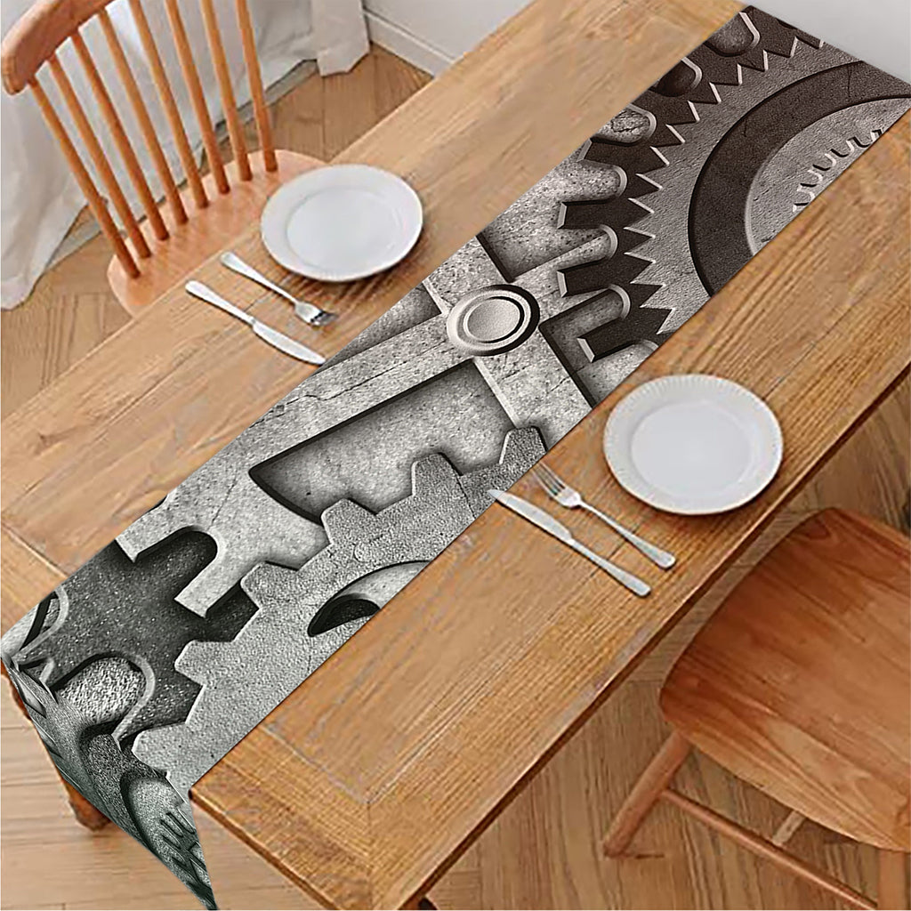 Steampunk Metal Gears Print Table Runner