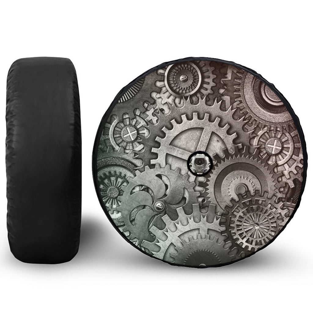 Steampunk Metal Gears Print Tire Cover With Camera Hole