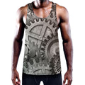 Steampunk Metal Gears Print Men's Workout Tank Top