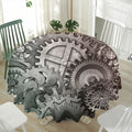 Steampunk Metal Gears Print Waterproof Round Tablecloth