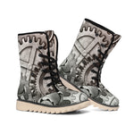 Steampunk Metal Gears Print Winter Boots