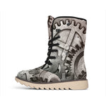 Steampunk Metal Gears Print Winter Boots