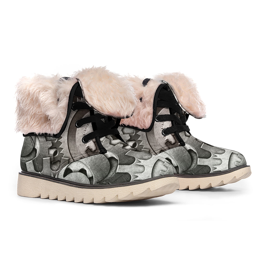 Steampunk Metal Gears Print Winter Boots