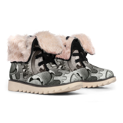 Steampunk Metal Gears Print Winter Boots