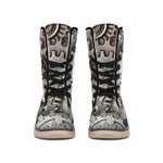 Steampunk Metal Gears Print Winter Boots