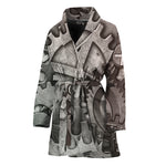 Steampunk Metal Gears Print Women's Bathrobe