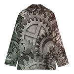 Steampunk Metal Gears Print Women's Cotton Blazer