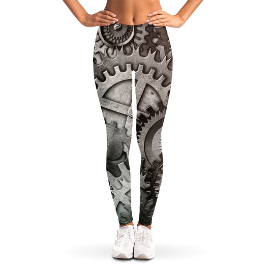 Steampunk Metal Gears Print Women's Leggings