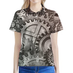 Steampunk Metal Gears Print Women's Polo Shirt