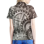 Steampunk Metal Gears Print Women's Polo Shirt