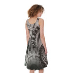 Steampunk Metal Gears Print Women's Sleeveless Dress