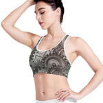Steampunk Metal Gears Print Women's Sports Bra