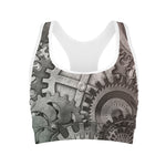 Steampunk Metal Gears Print Women's Sports Bra