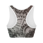 Steampunk Metal Gears Print Women's Sports Bra