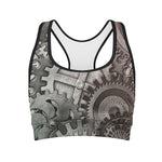 Steampunk Metal Gears Print Women's Sports Bra