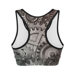Steampunk Metal Gears Print Women's Sports Bra