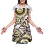 Steampunk Metallic Gears Print Adjustable Apron