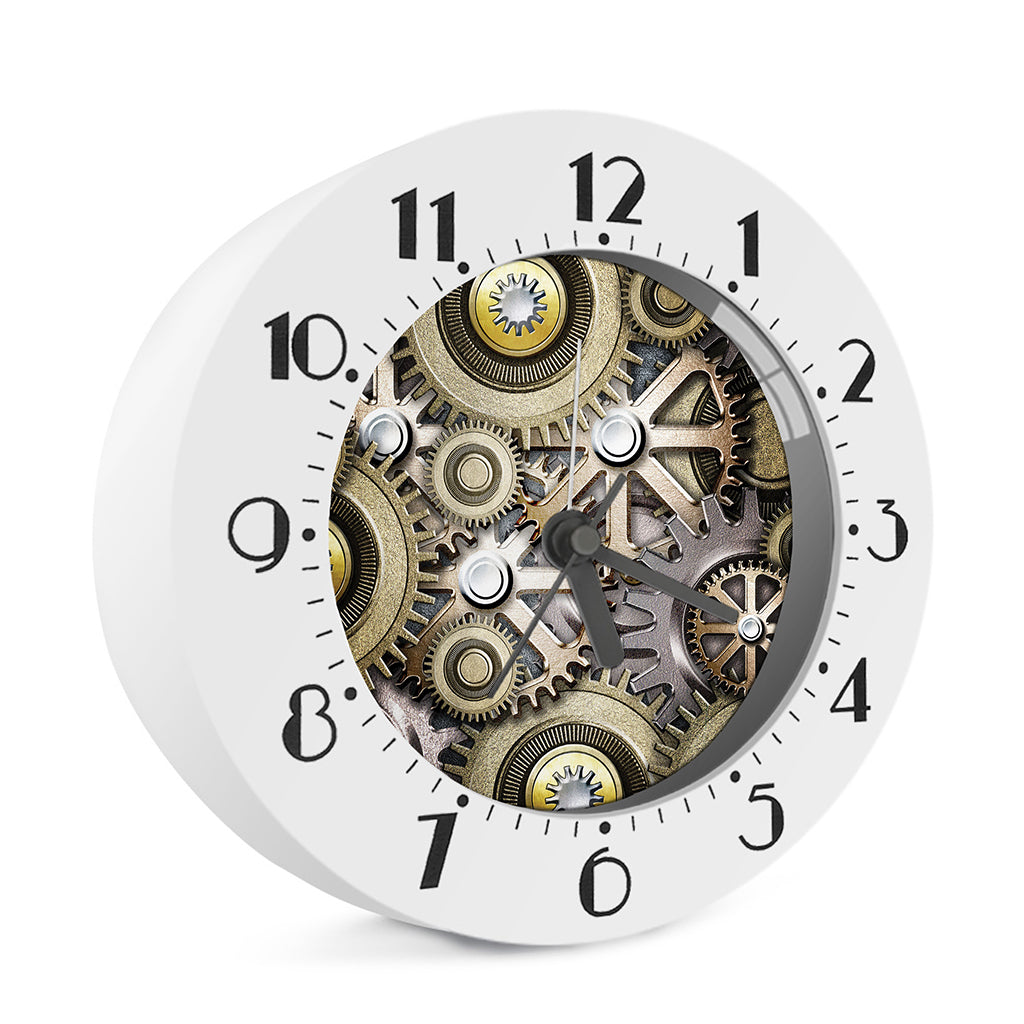Steampunk Metallic Gears Print Alarm Clock