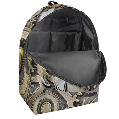 Steampunk Metallic Gears Print Backpack
