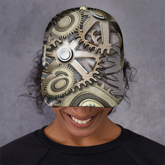 Steampunk Metallic Gears Print Baseball Cap
