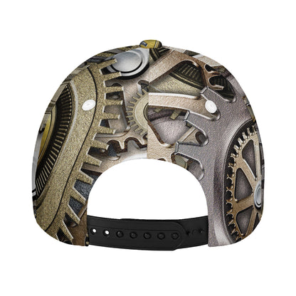 Steampunk Metallic Gears Print Baseball Cap