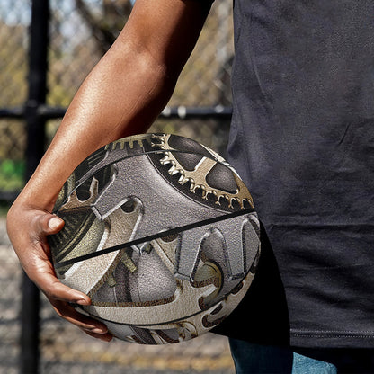 Steampunk Metallic Gears Print Basketball