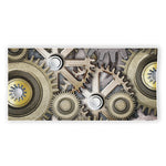 Steampunk Metallic Gears Print Beach Towel