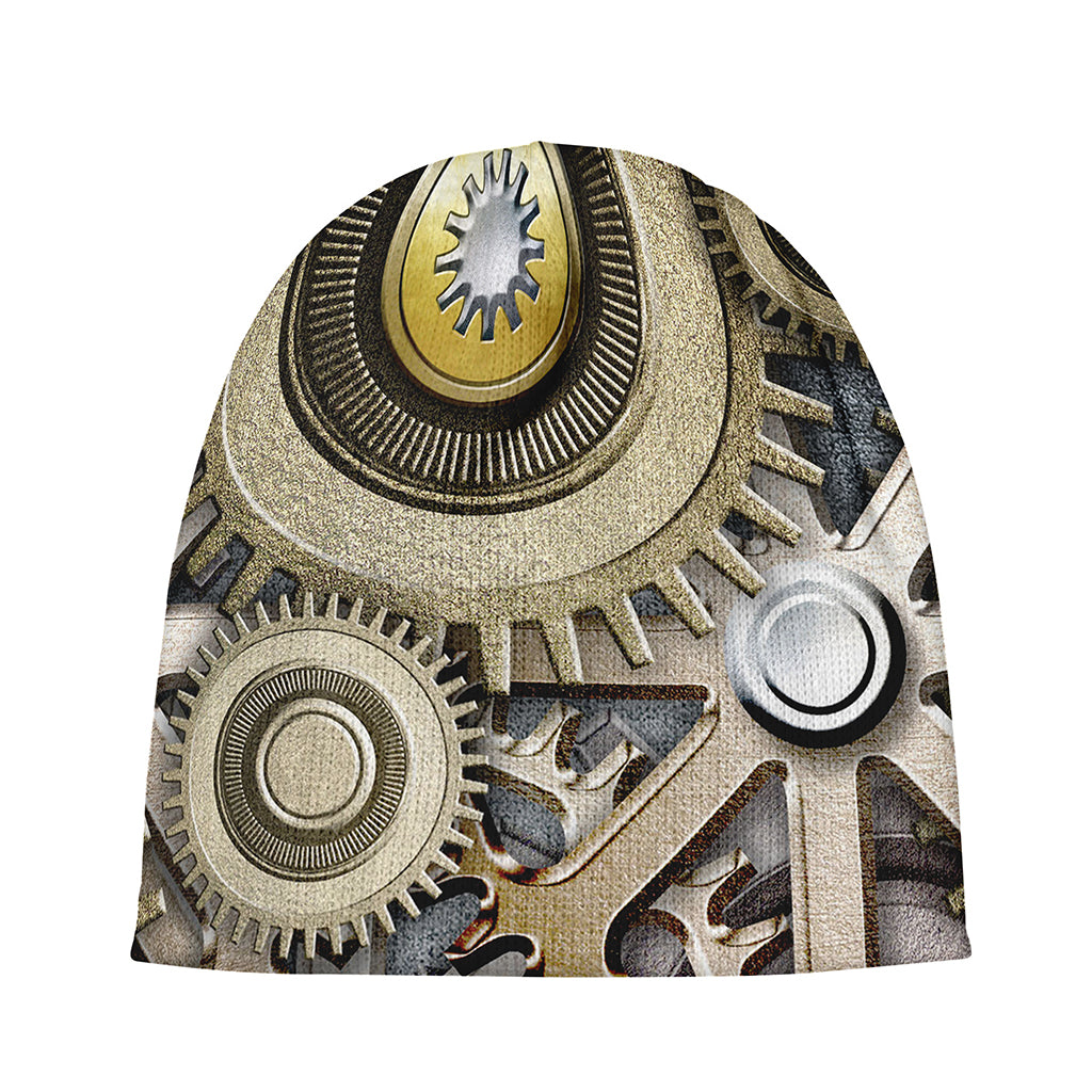 Steampunk Metallic Gears Print Beanie