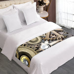 Steampunk Metallic Gears Print Bed Runner