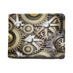 Steampunk Metallic Gears Print Bifold Wallet
