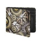 Steampunk Metallic Gears Print Bifold Wallet