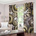 Steampunk Metallic Gears Print Dimout Grommet Curtains