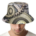 Steampunk Metallic Gears Print Bucket Hat