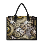Steampunk Metallic Gears Print Canvas Tote Bag