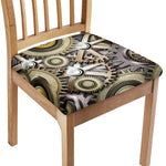 Steampunk Metallic Gears Print Chair Cushion Cover
