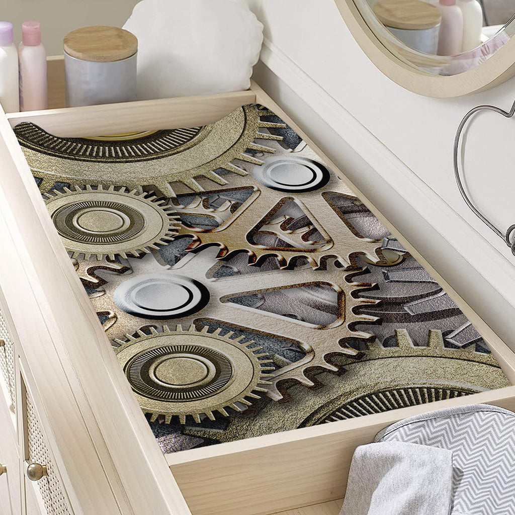 Steampunk Metallic Gears Print Changing Pad Cover