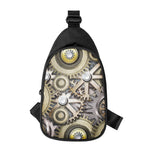 Steampunk Metallic Gears Print Chest Bag