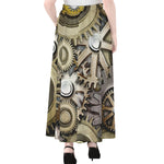 Steampunk Metallic Gears Print Chiffon Maxi Skirt