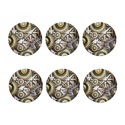 Steampunk Metallic Gears Print Coaster Set