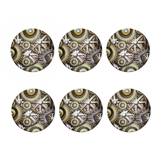 Steampunk Metallic Gears Print Coaster Set