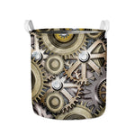 Steampunk Metallic Gears Print Collapsible Laundry Basket